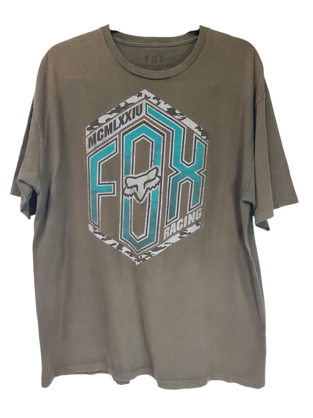 Fox Racing MCMLXXIU Shirt Mens XL Gray Crew Neck Guycore Work Regular Fit