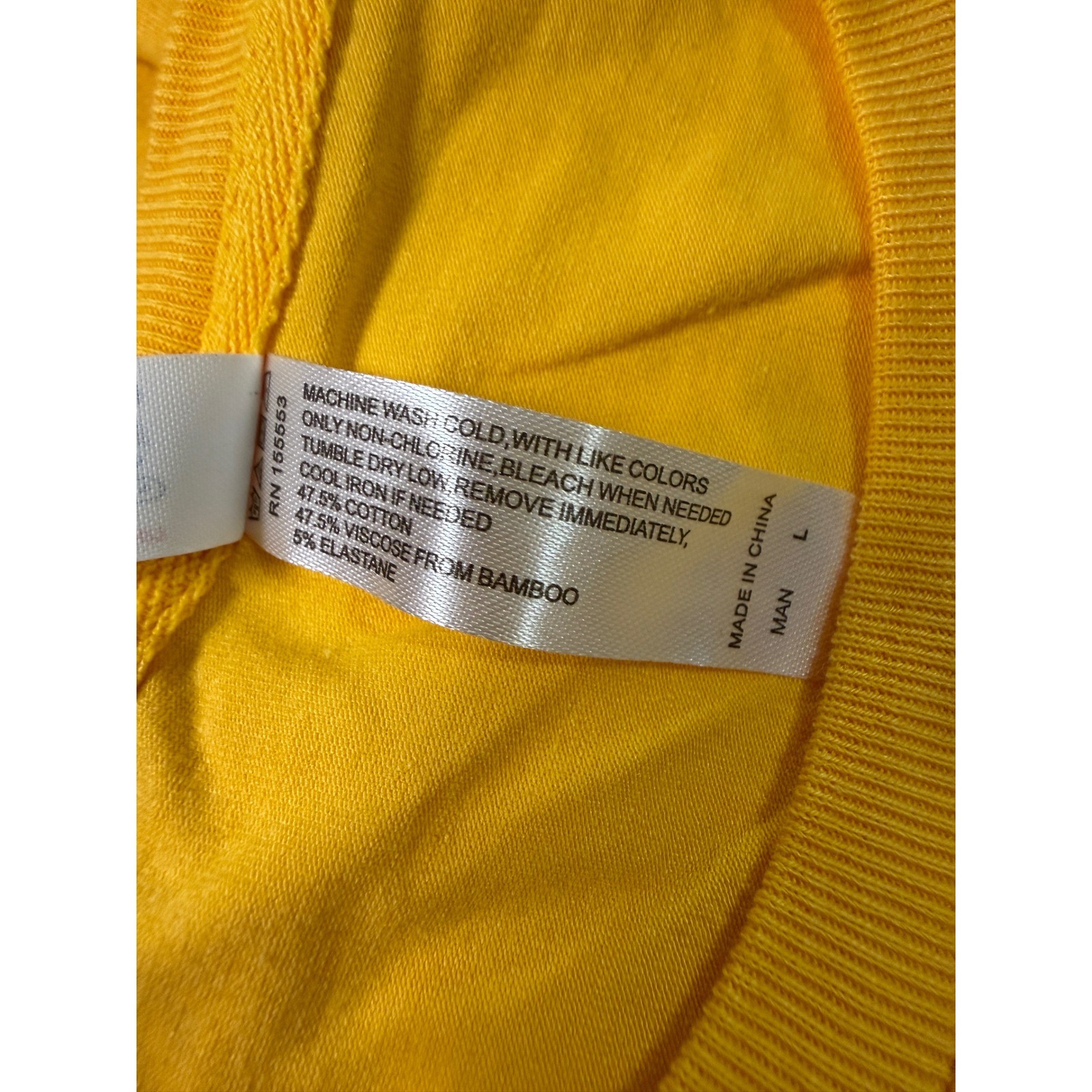 Royal Avalon Sun-Ray UV Protection Bamboo Blend T-Shirt Mens Large Yellow Solid