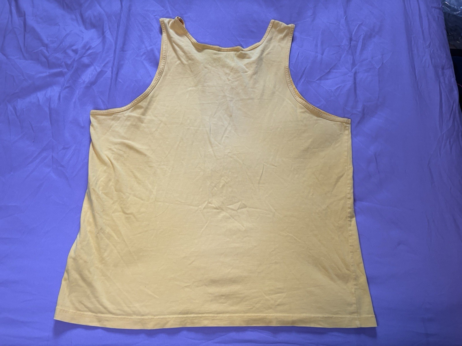 Vintage Basic Editions Tank Top Mens XL Yellow Sleeveless Shirt Blank Surf Beach