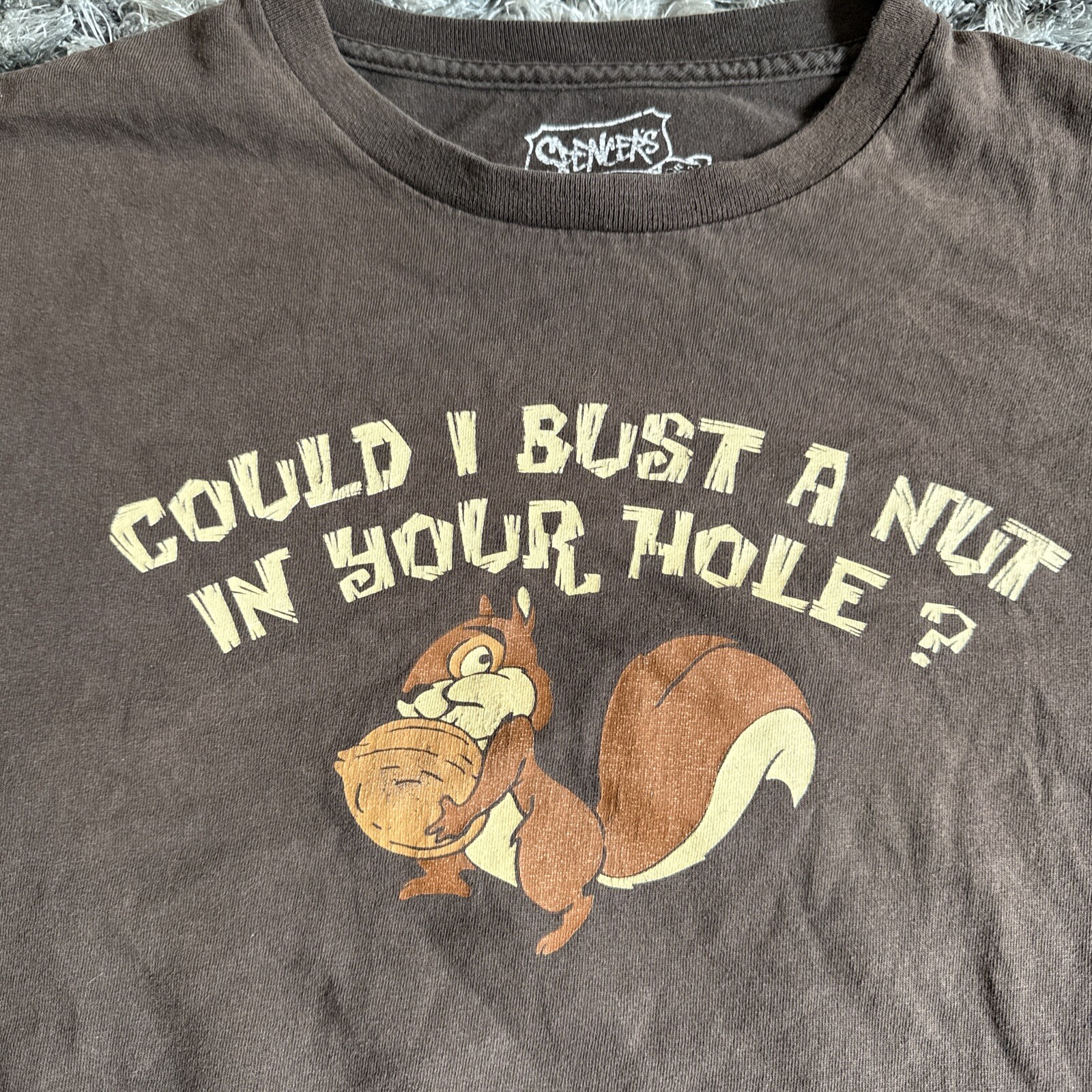 Vintage Spencer’s Men’s Size 2X Could I Bust A But In Your Hole Brown T-Shirt