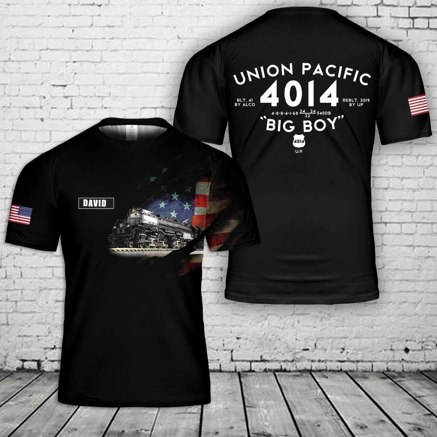 Custom Name Union Pacific Steam Locomotive 4014 BIG BOY T-Shirt 3D Gift Father