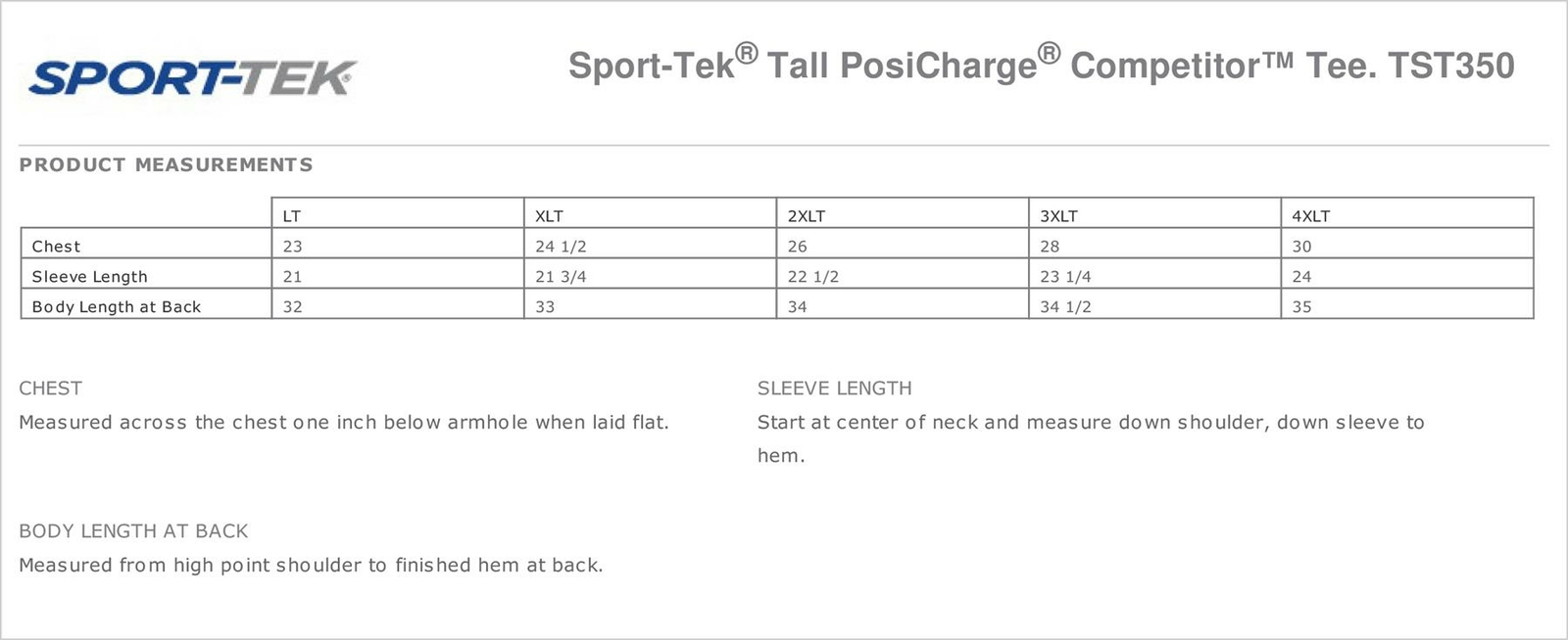 Sport Tek Men’s Dri-Fit PosiCharge Workout S-4XL Big Tall T-Shirt M-TST350