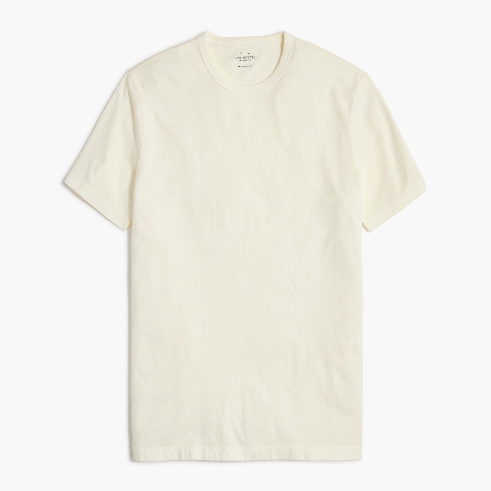 New JCREW Size Mens L Garment-Dyed Tee Shirt in Ivory $49 BZ136