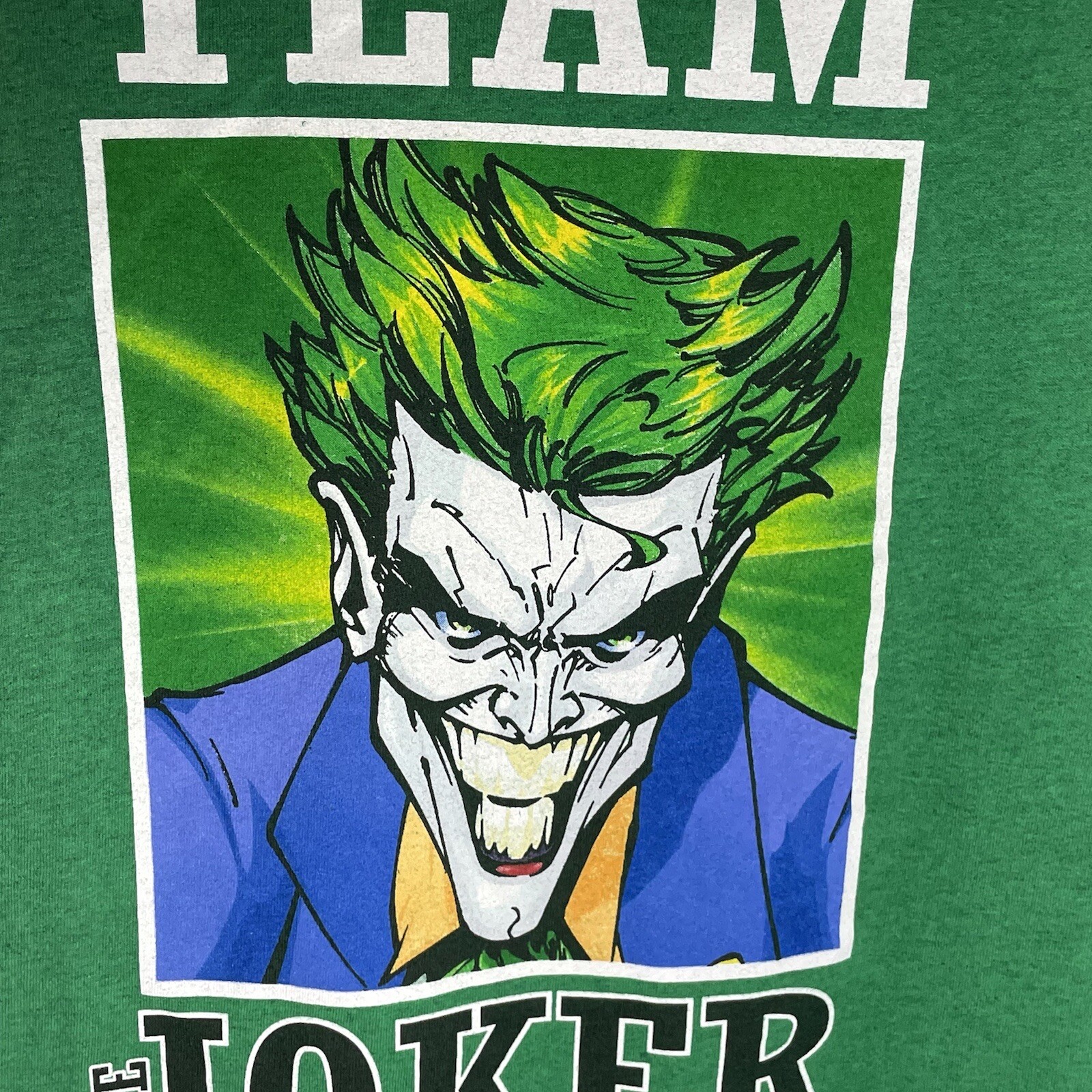 Six Flags Men’s Graphic T-shirt Team THE Joker Green Short Sleeve Medium