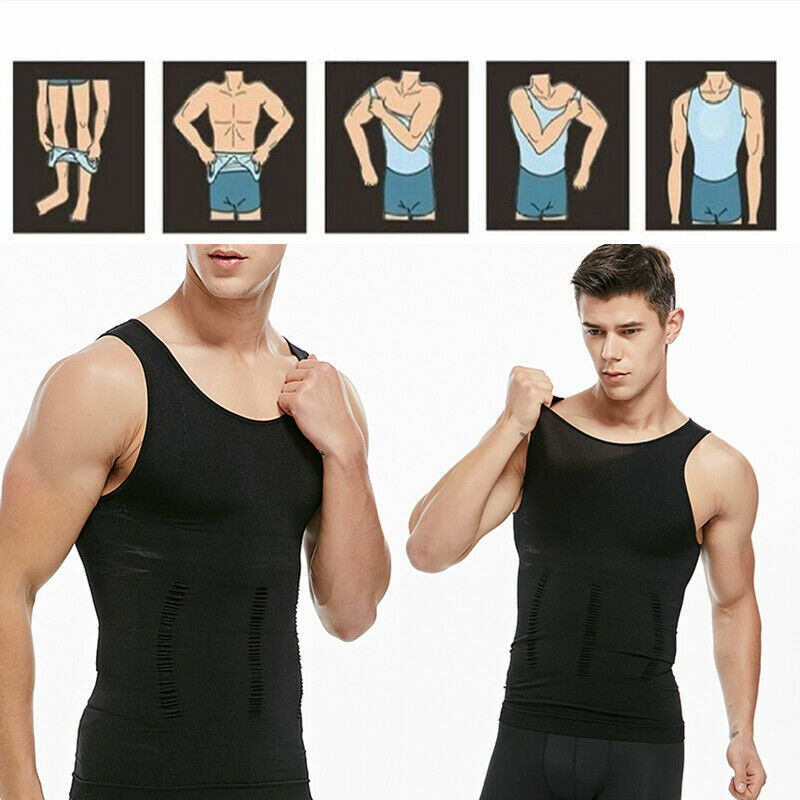 Men’s Toning Vest Compression Shirt Tank Gynecomastia Belly Control Body Shaper