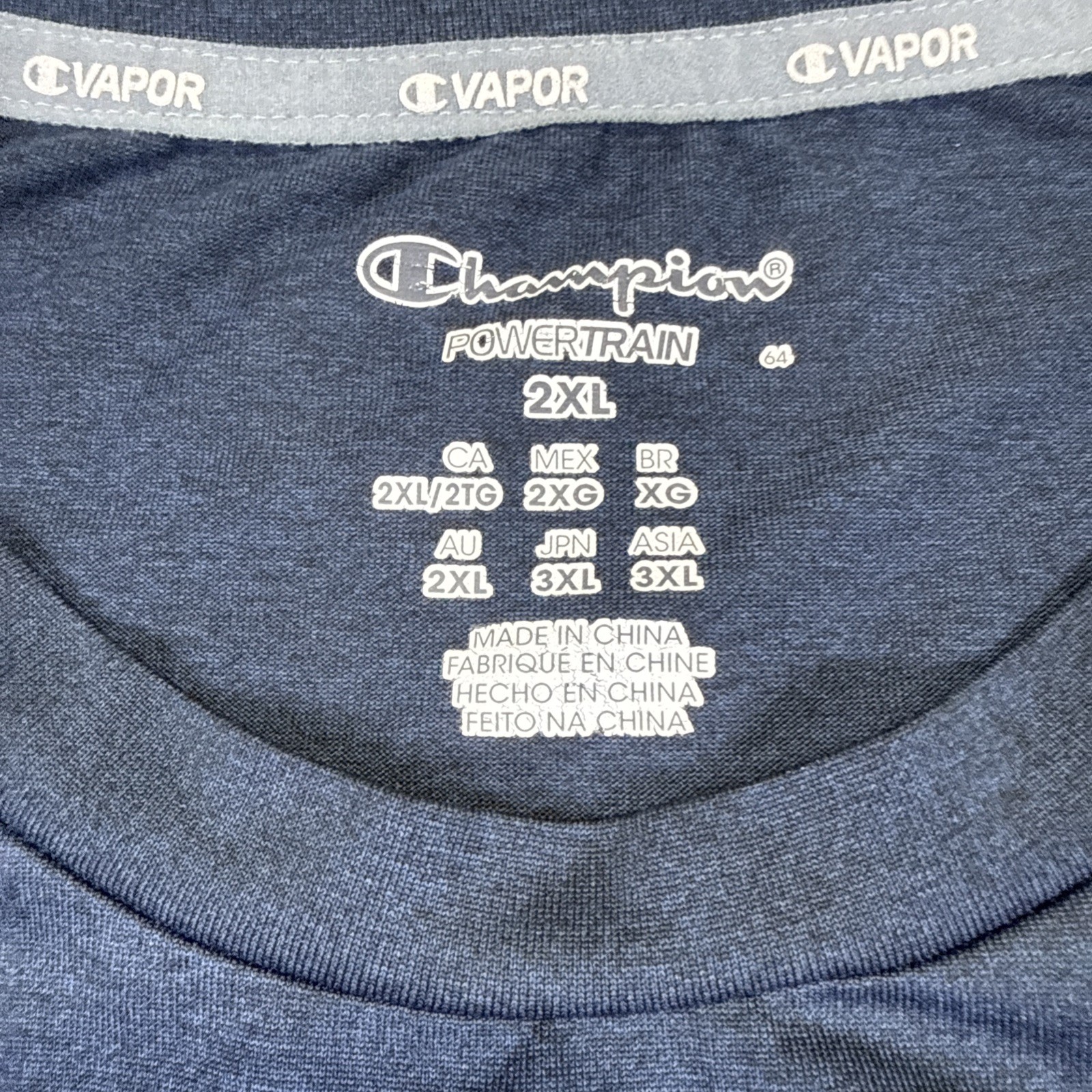 Champion Powertrain Vapor Men’s XXL Navy Blue Performance Training T-Shirt
