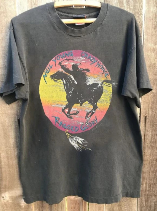 Vintage 90s Neil Young Crazy Horse Charcoal Unisex Shirt S-5XL