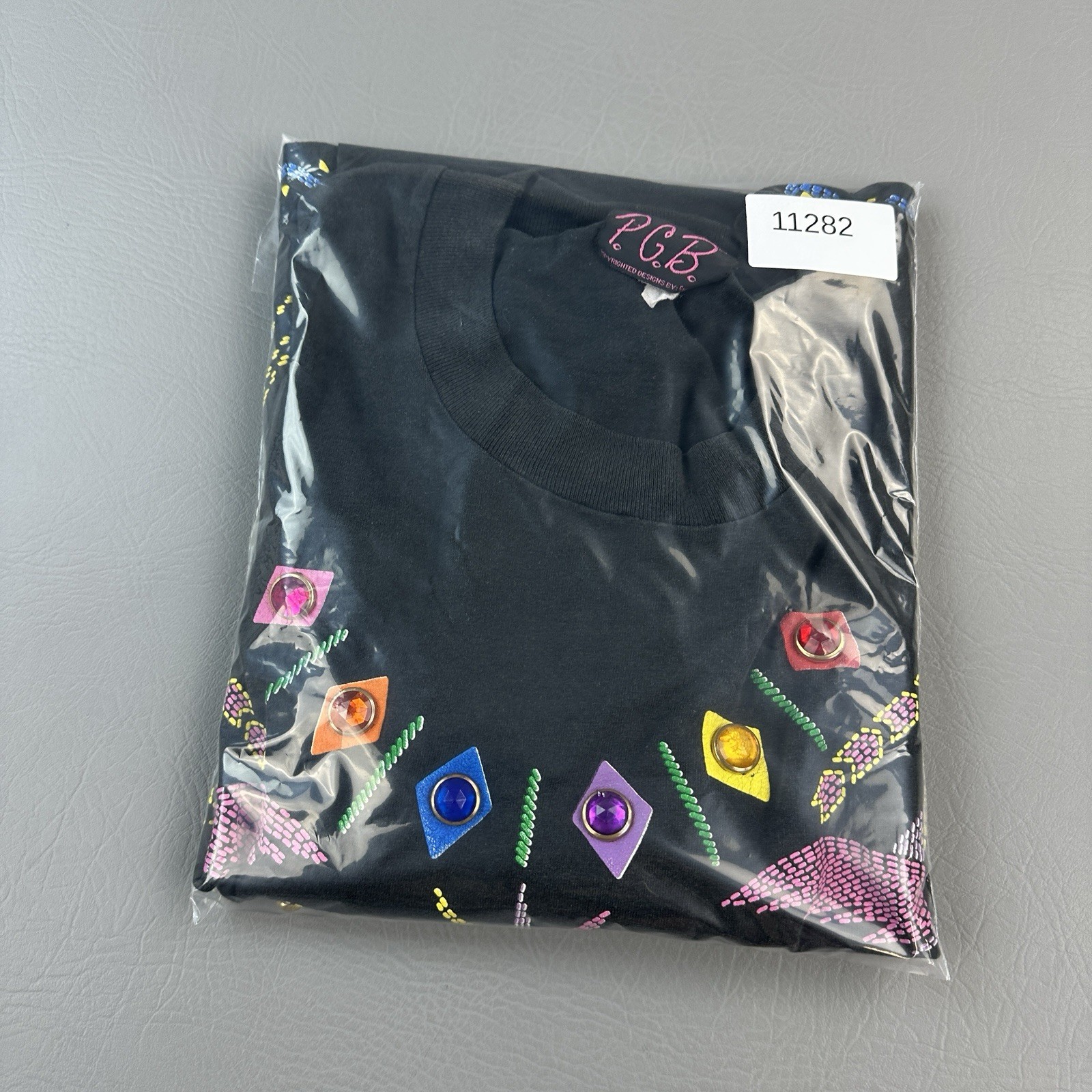 Vintage PGB Gepetto Shirt Mens 2XL Black Southwestern Beaded Gem Studded Art Tee