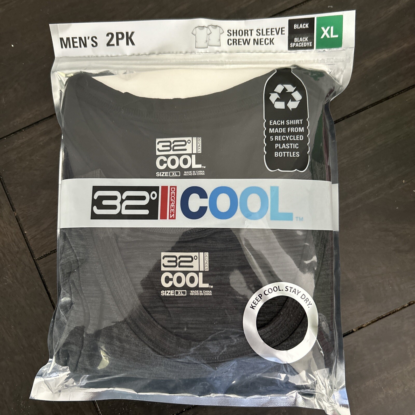 32 Degrees Cool Mens Short Sleeve Crew Neck T Shirt 2 Pack XL