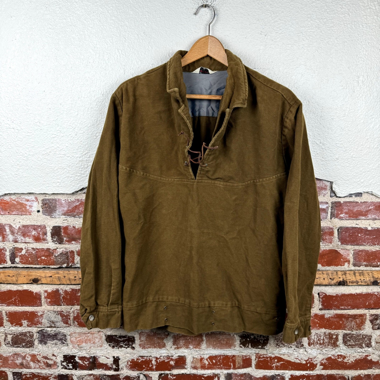 Bow n Arrow Sportswear Shirt Size XL Brown Lace Up Pullover Western Atomic 50s