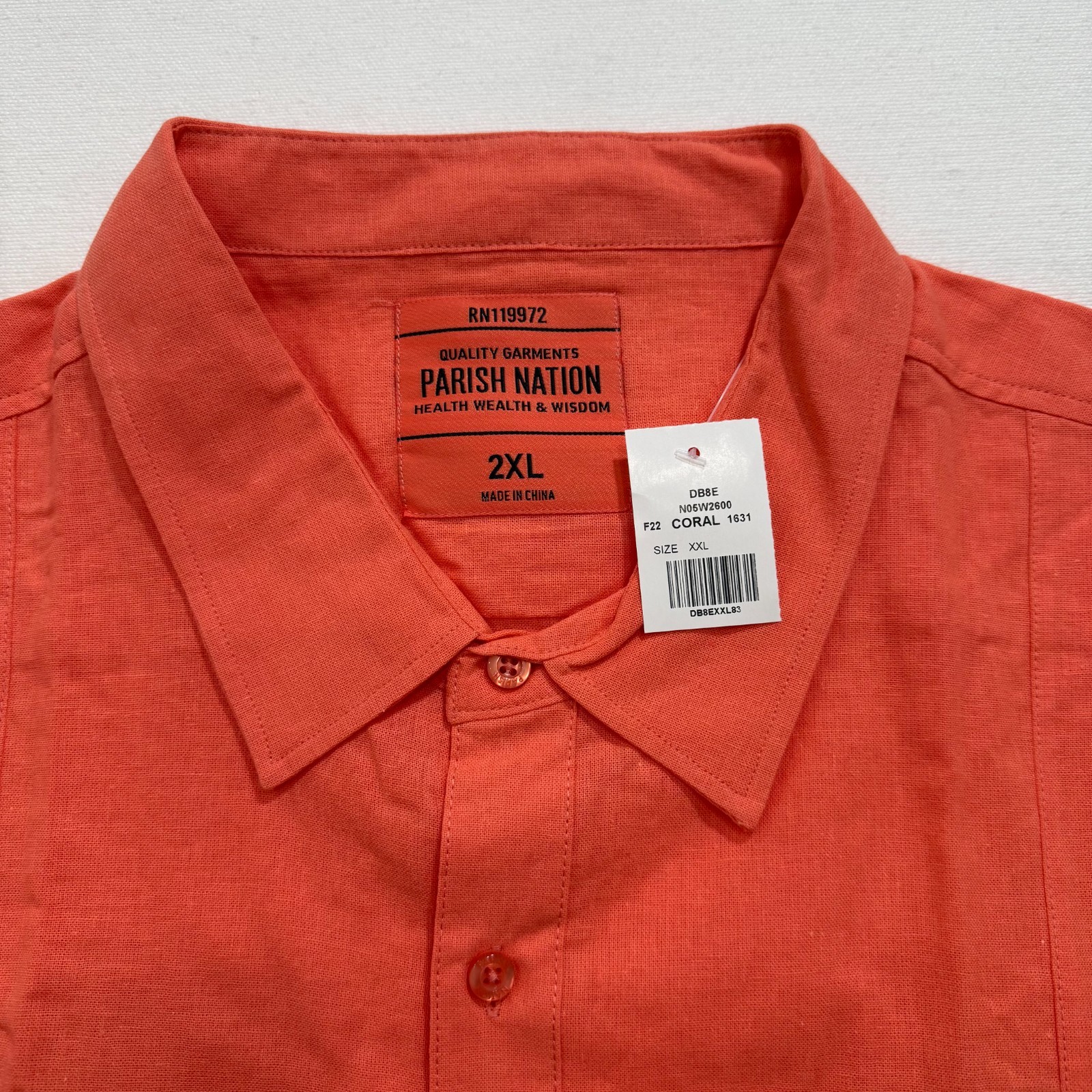 Paris Nation Men’s Button Down Shirt Salmon Color Linen Blend Comfort 2XL-4XL
