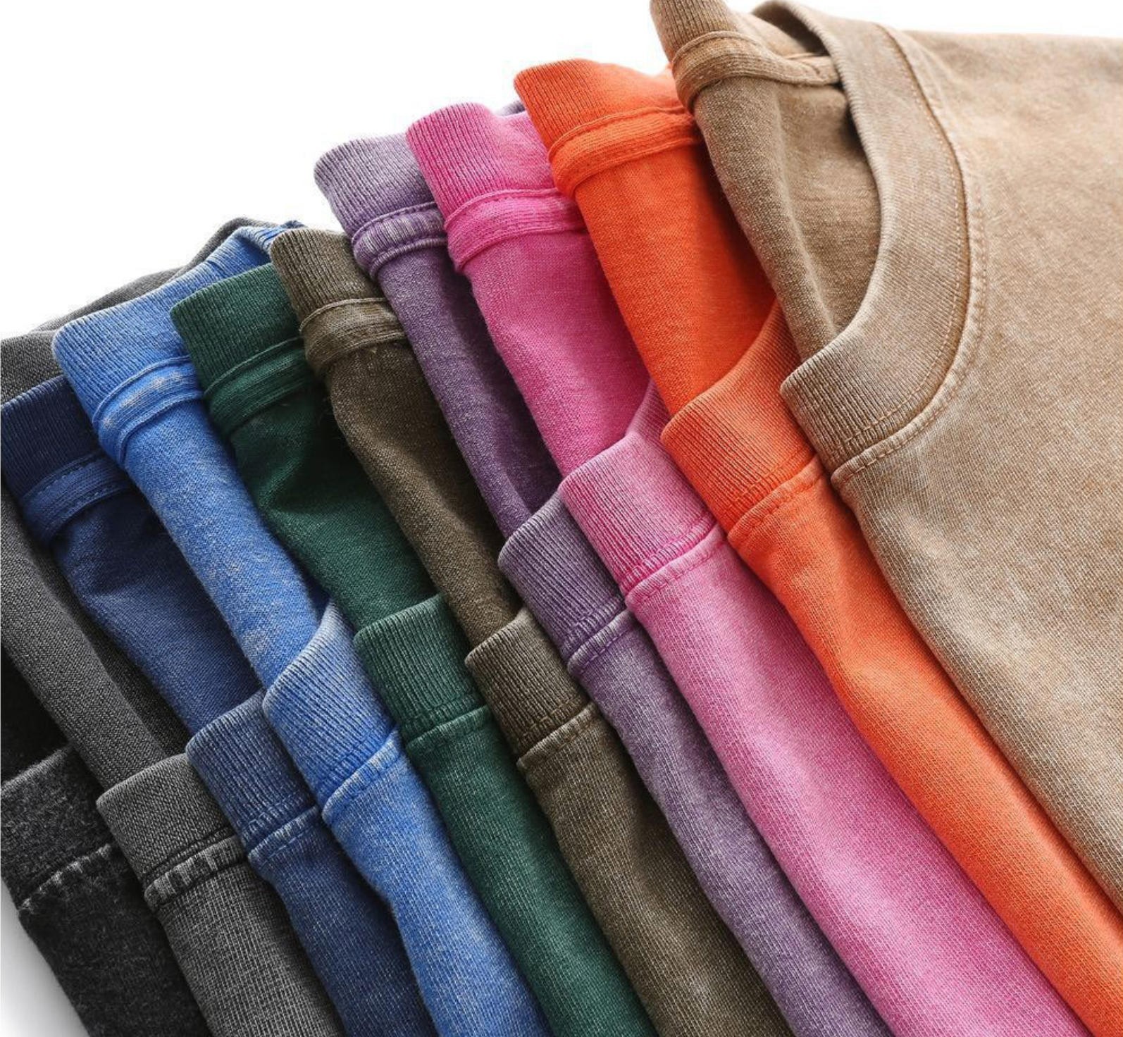 Summer Men’s Washed T-Shirts 230G Heavy Cotton Vintage Faded Color Oversized Hot