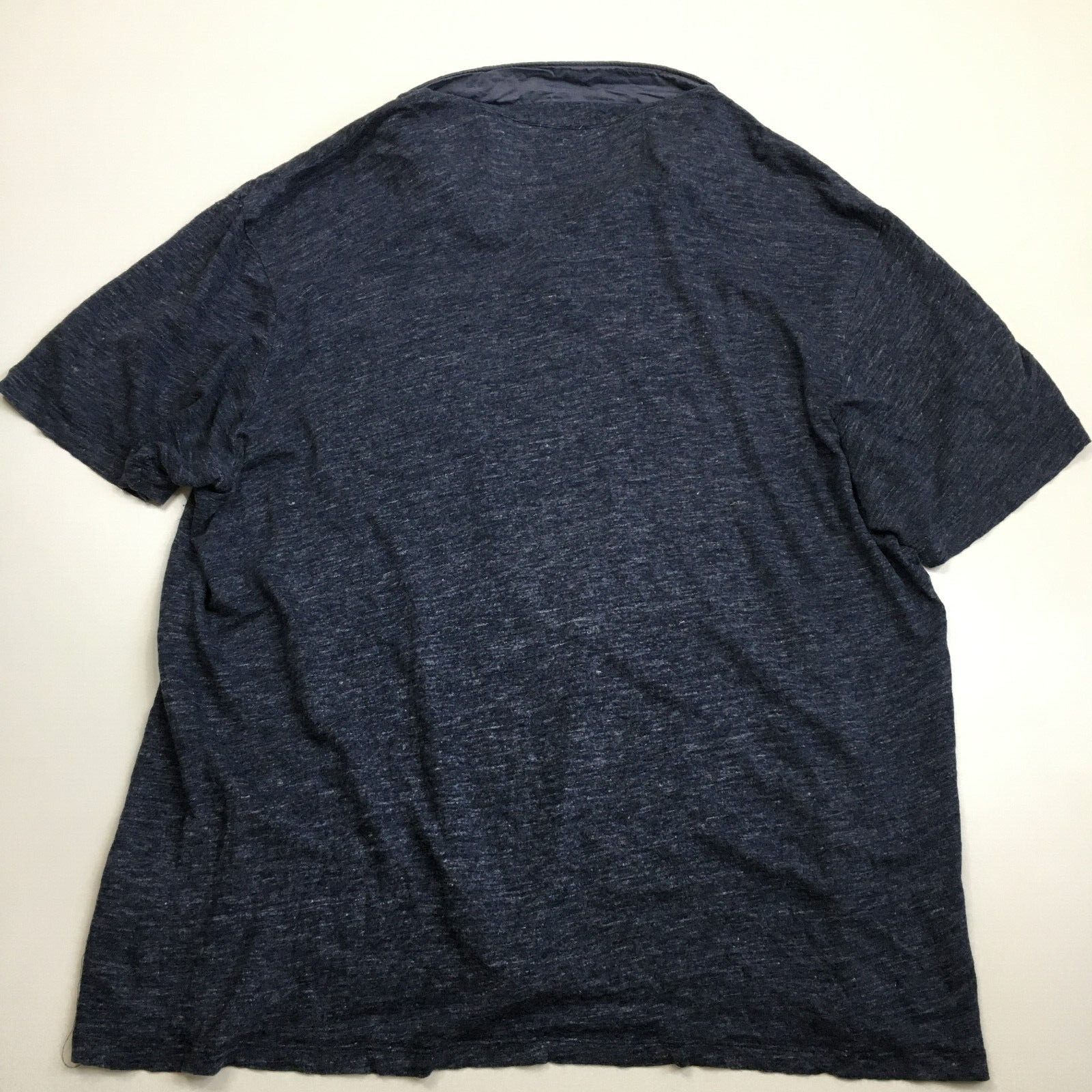 GOOD MAN Brand Heather Dark Blue 100% Linen Short Sleeve Shirt Men’s sz XL/Large