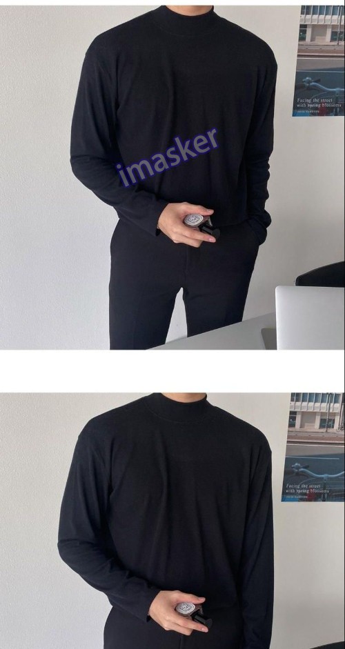 Winter Half-high Collar T Shirt for Men Fashion Long Sleeve T Shirts Men