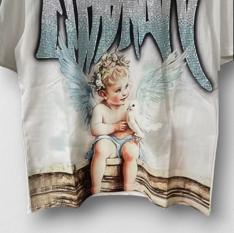 Mixed Emotion “Dove” Rhinestones Tee ‘White’ Streetwear Men’s T-Shirt Small-XL