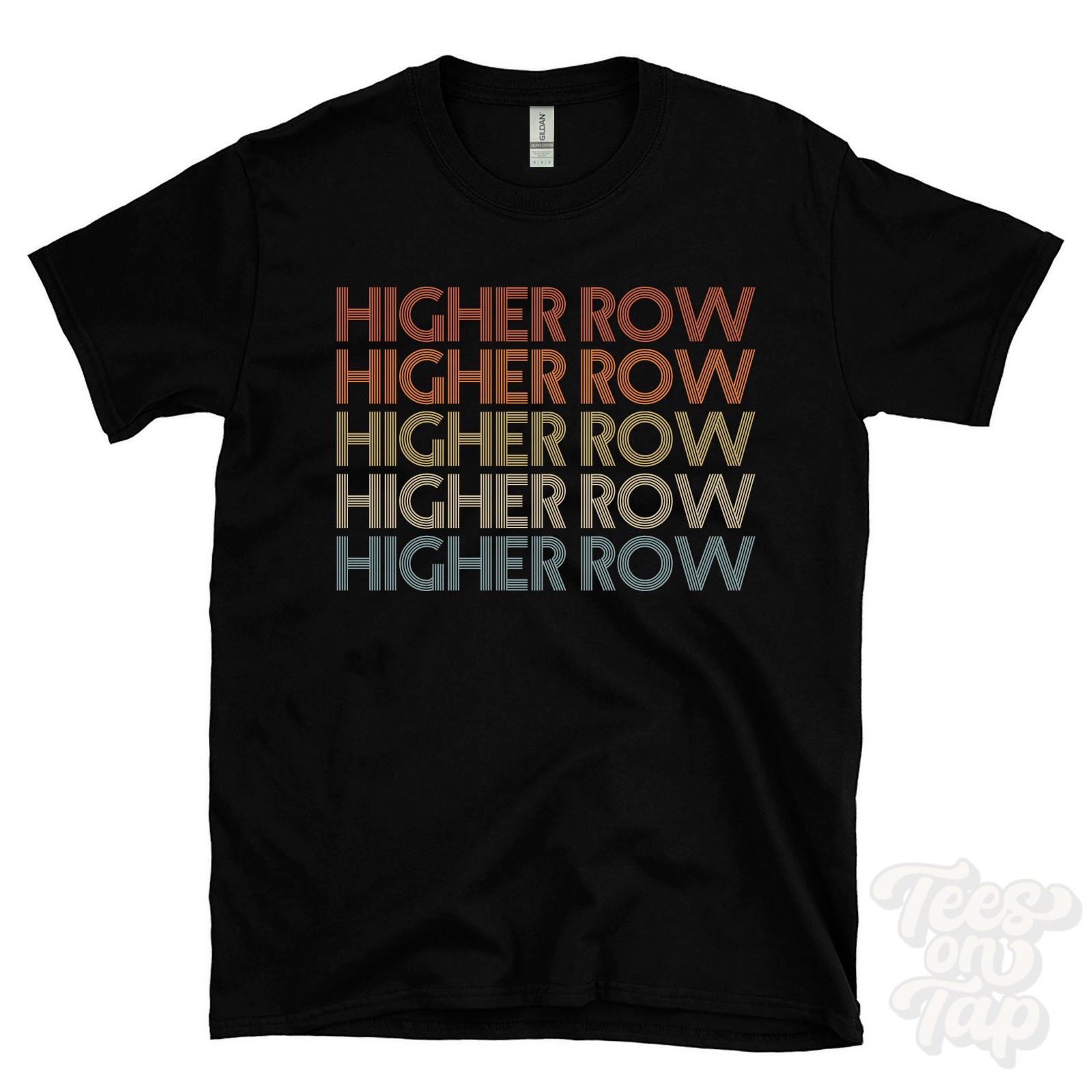 HIGHER ROW REPEATED RETRO STYLE T-SHIRT mens & womens uk place name gift