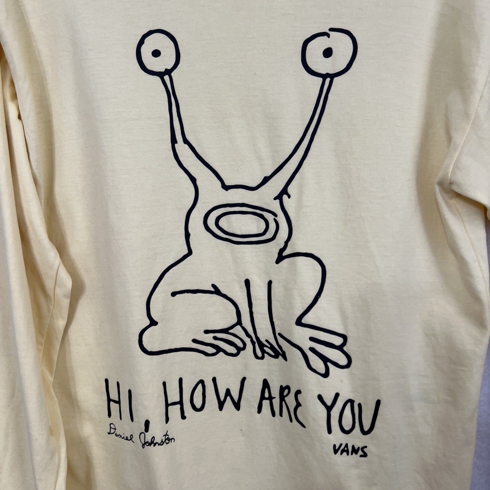Vans x Daniel Johnston Hi How Are You Alien Yellow Long Sleeve Shirt Size Medium