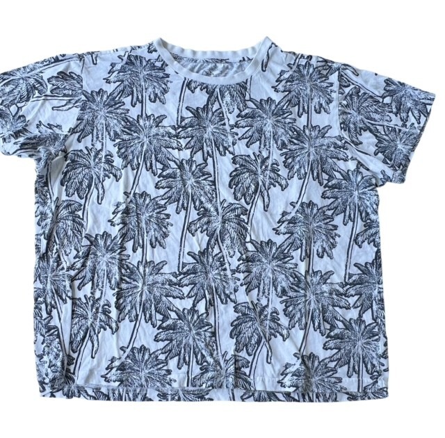 Mens Original Use sz XL White/Navy Blue Palm Tree Print T-Shirt Vacation Beach