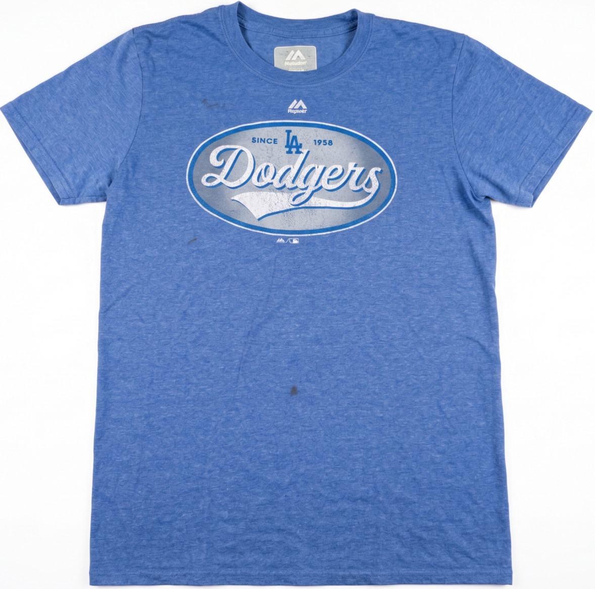 MEN’S TSHIRT: LA Dodgers Baseball Majestic Blue Distressed Athletic Fit MEDIUM M