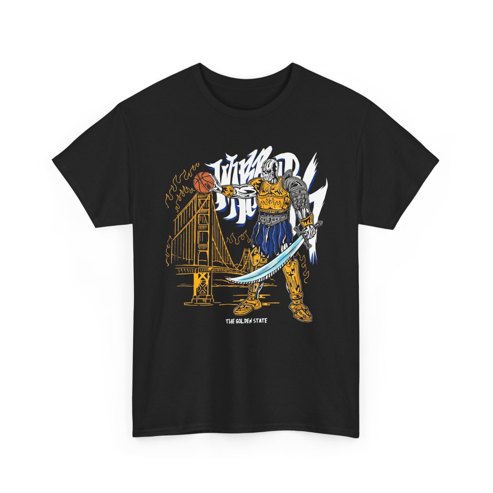 The Golden State Skull Basketball Tee Edgy Hip Hop Streetwear Graphic T-Shirt
