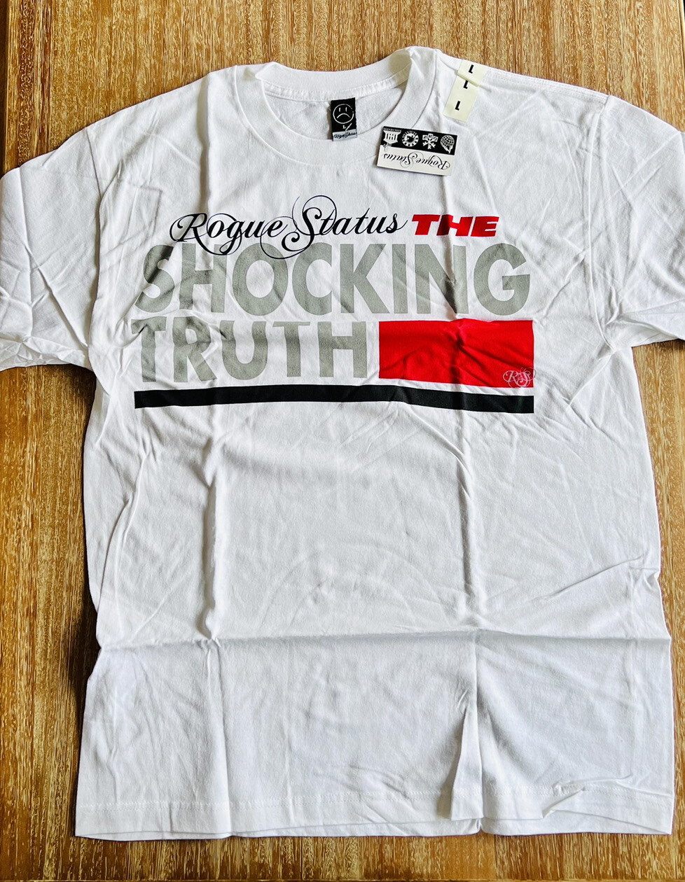 NEW Rogue Status T-shirt Tee Shirt L Large White Shocking Truth Dead Stock DS