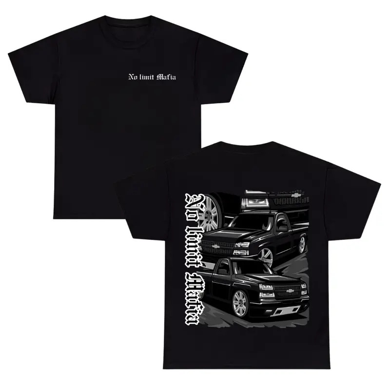 No Limit Mafia Black Chevy Silverado T-Shirt � Lowered Street Truck Graphic Tee