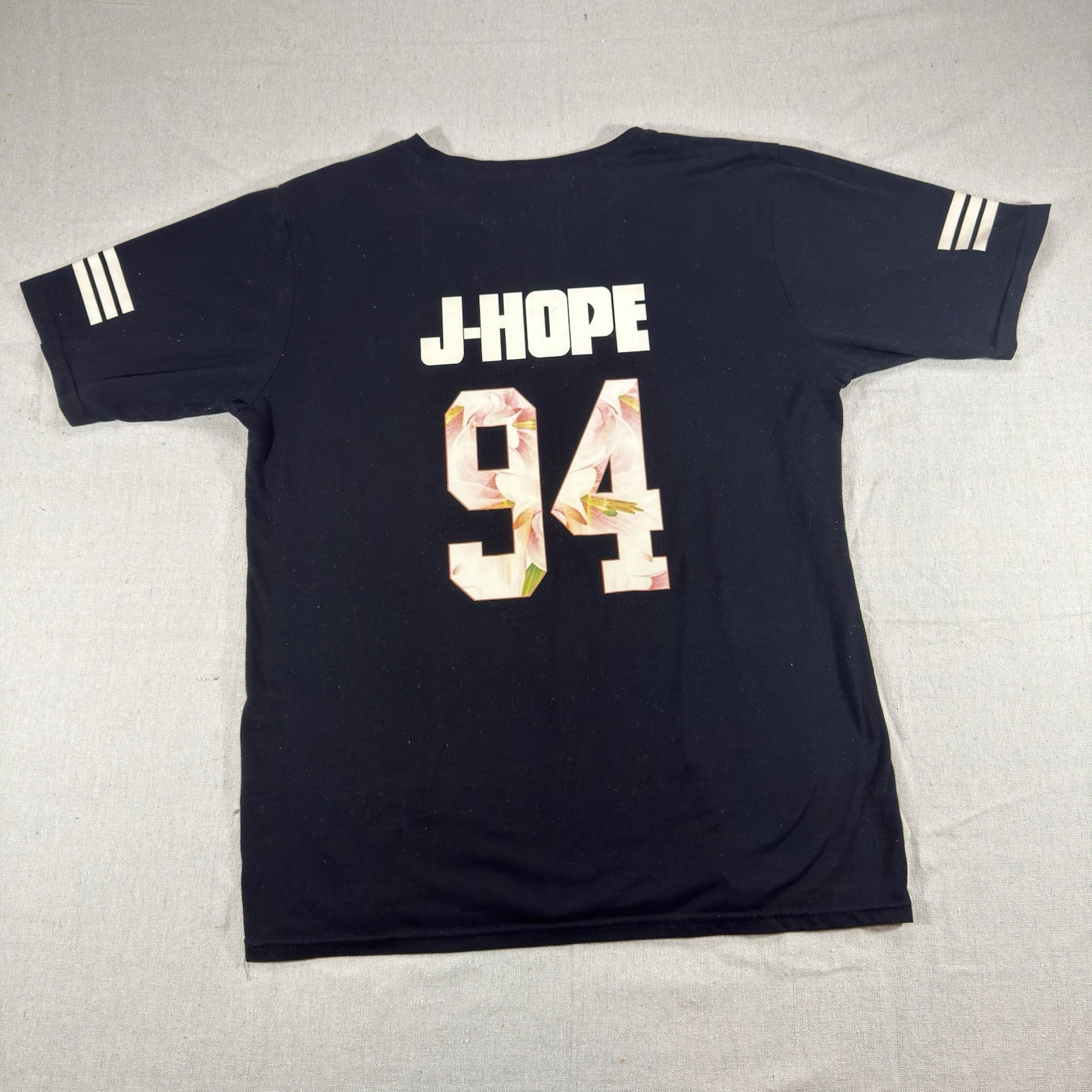 BTS J-Hope 94 Shirt Womens L Black K Pop Floral Graphic Fan Made Tee