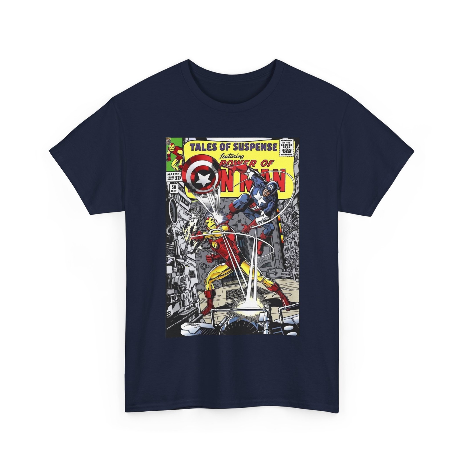 Captain America & Iron Man T-Shirt Marvel George Perez Art Vintage-Style Tee