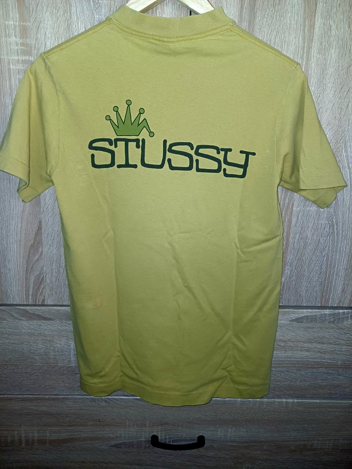 Vintage Early 90’s Stussy Crown Logo T-Shirt Mustard Single Stitch Black Tag