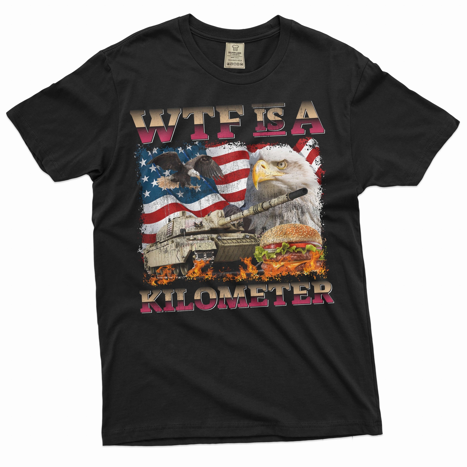 Men’s Funny 4th of July WTF is a Kilometer T-shirt usa patriotic shirts for men