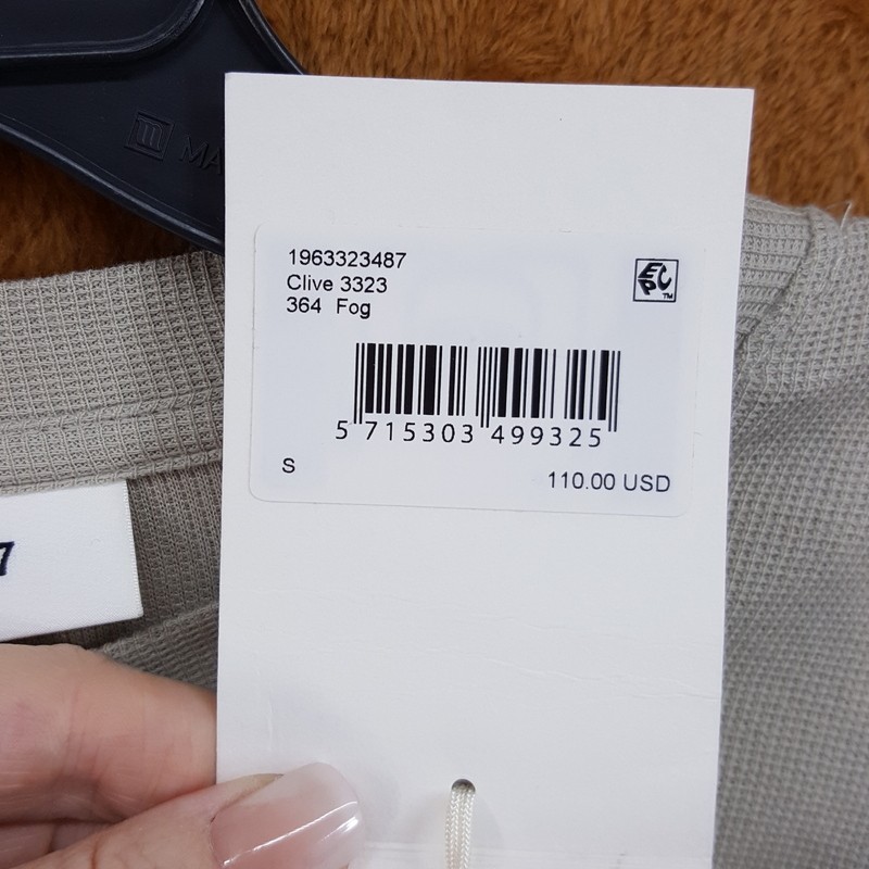 NN07 Shirt Mens Small Tan Gray Pullover Crew Long Sleeve Thermal Knit CLIVE $110