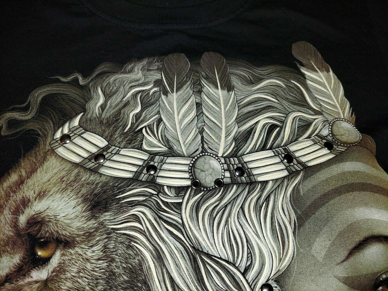 Rock Chang Original Lion Hand Painted w/Silver stud and Nose Ring T-Shirt Small