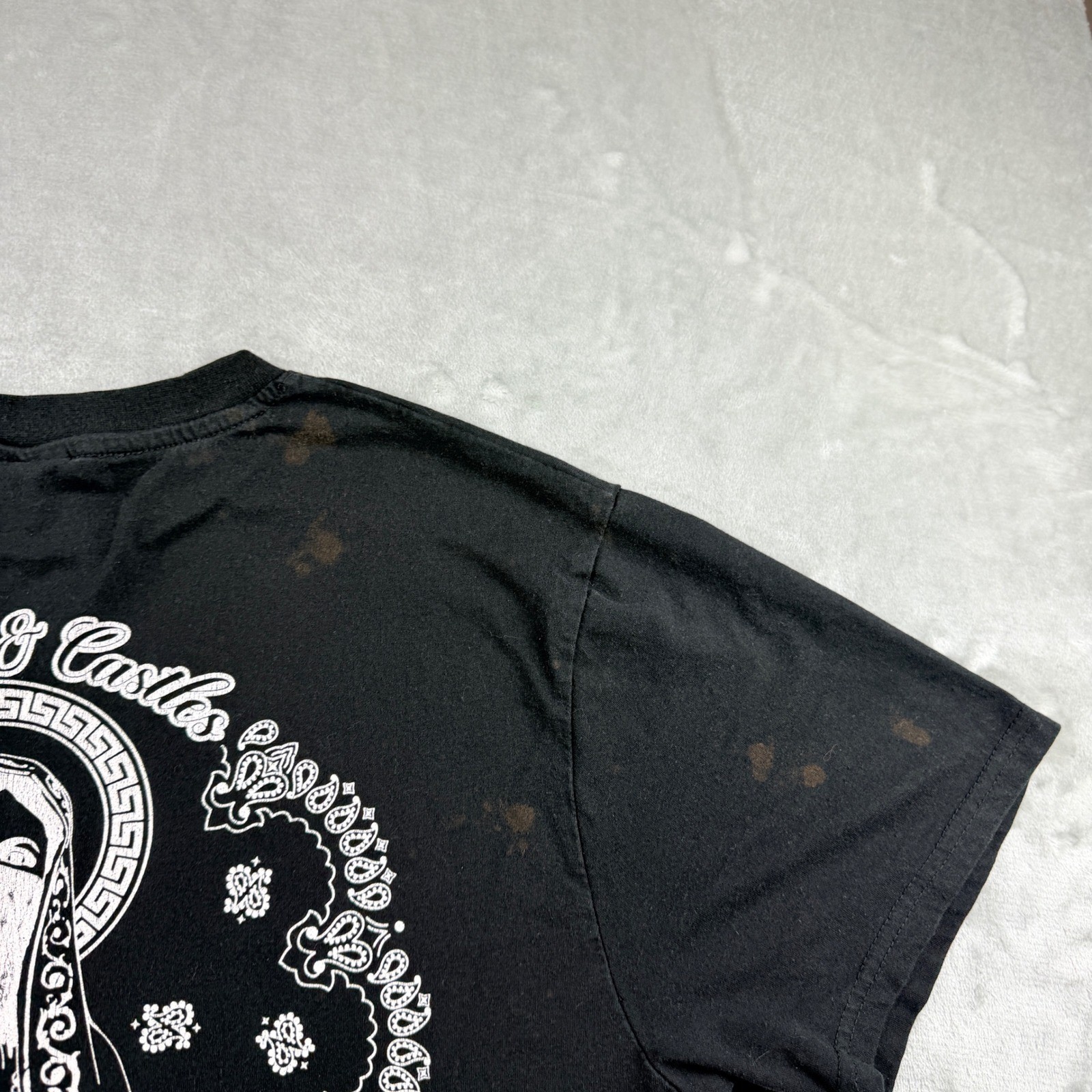 Crooks & Castles Mens Large Black Graphic T-Shirt Virgin Mary Family Loyalty Tee