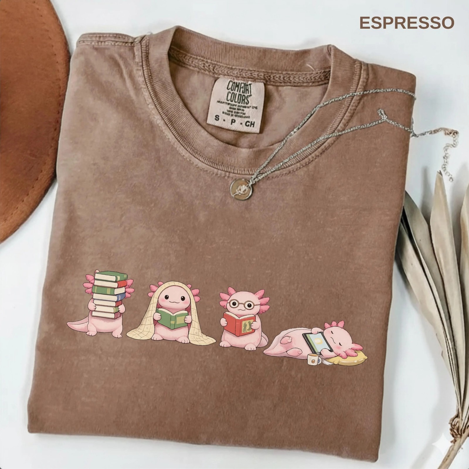 Axolotl Reading Shirt, Cute Book Lover Tee, Reading Animal Unisex T-Shirt