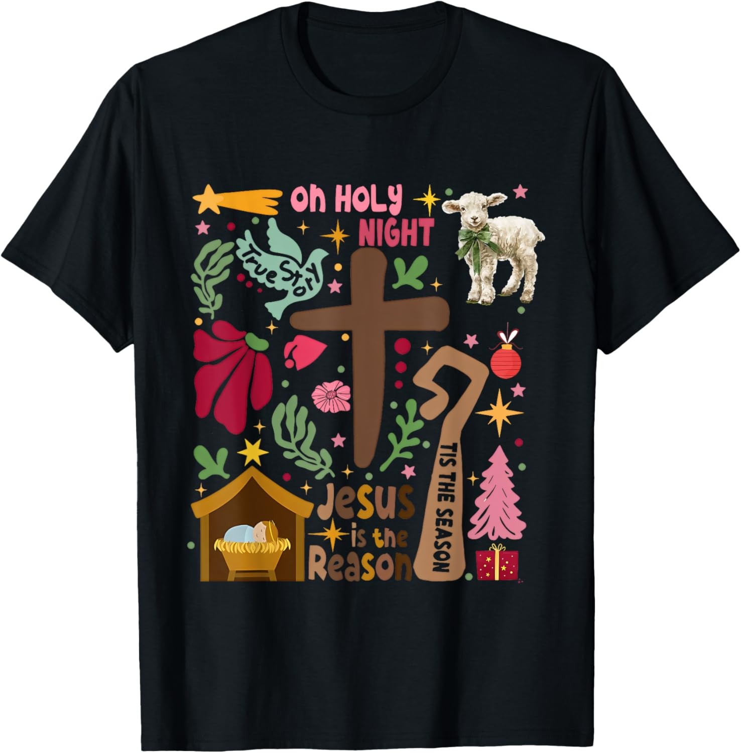 Jesus Christmas Christian Nativity Scene Christian Christmas T-Shirt
