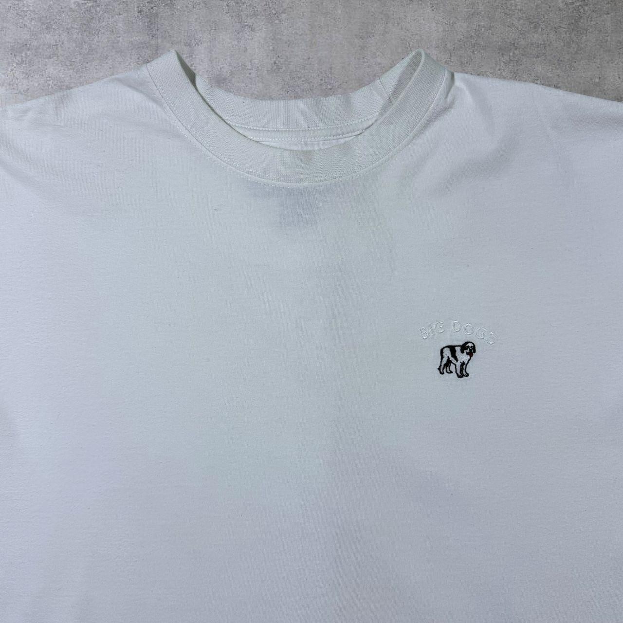 Early 00’s Big Dogs Classic Embroidered Mini Logo White Cotton T-Shirt Large