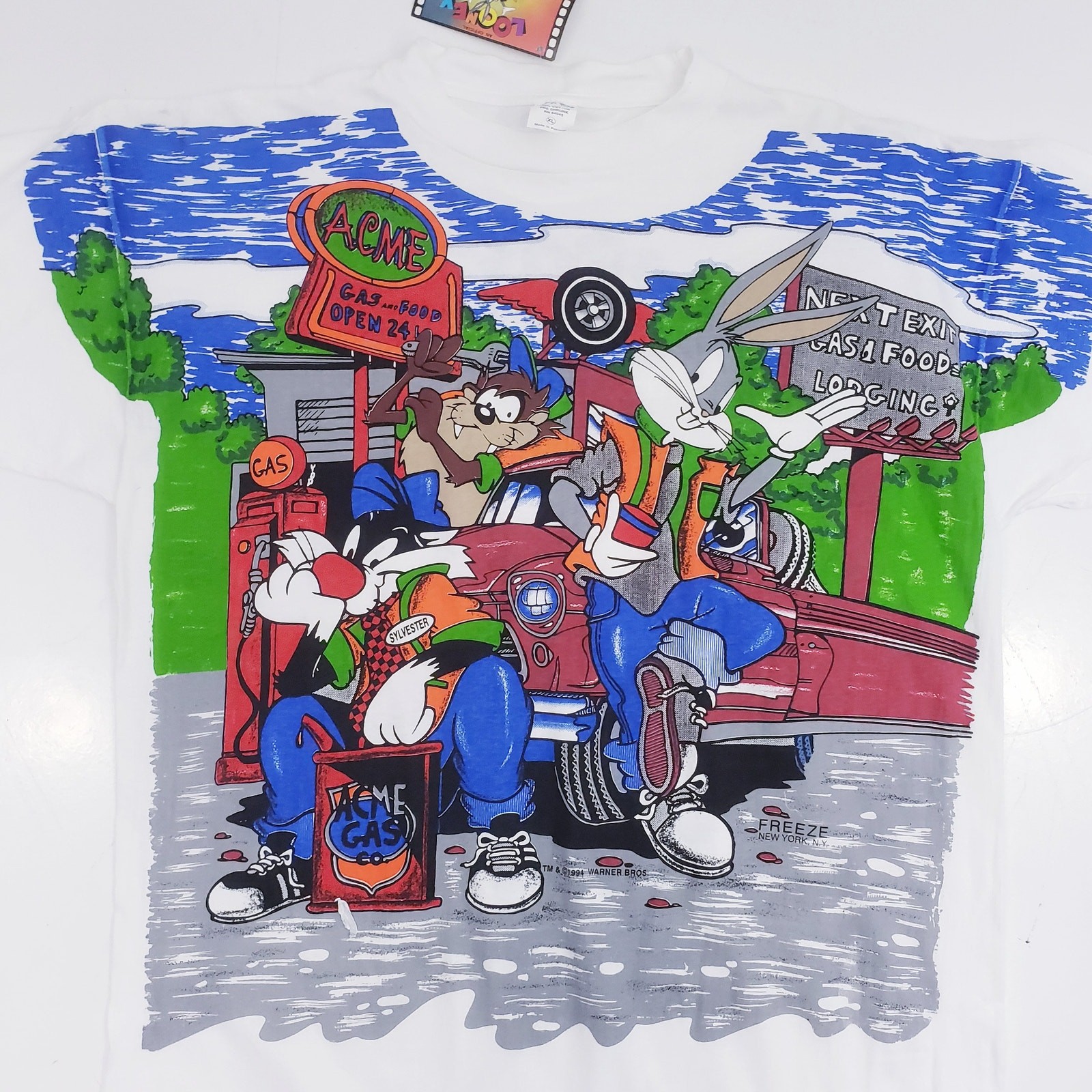 VINTAGE 1994 Looney Tunes Bugs Bunny Taz Sylvester ACME Mechanics T-Shirt