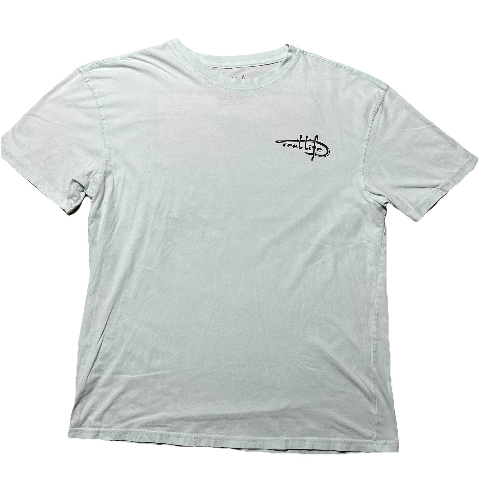 Reel Life Fishing T Shirt Mens XL Blue Wave Sunset Logo Graphic Outdoor
