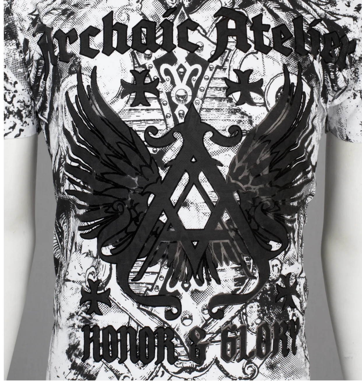 Archaic By Affliction Men’s T-Shirt ACHILLES White Wings Biker S-4XL