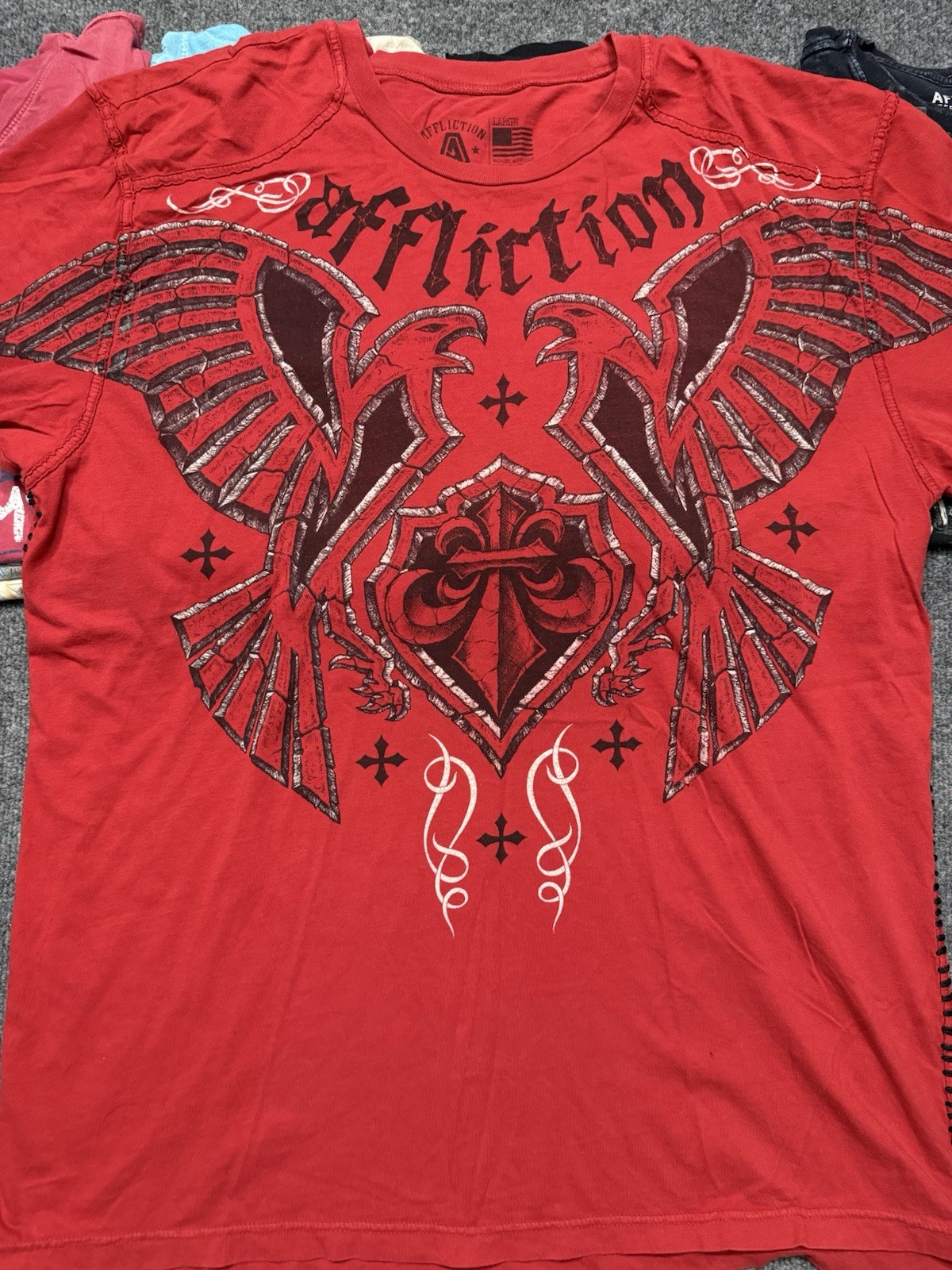 Lot 13 Affliction T-Shirts Mens Large Multi Colored Skulls Distressed Thin