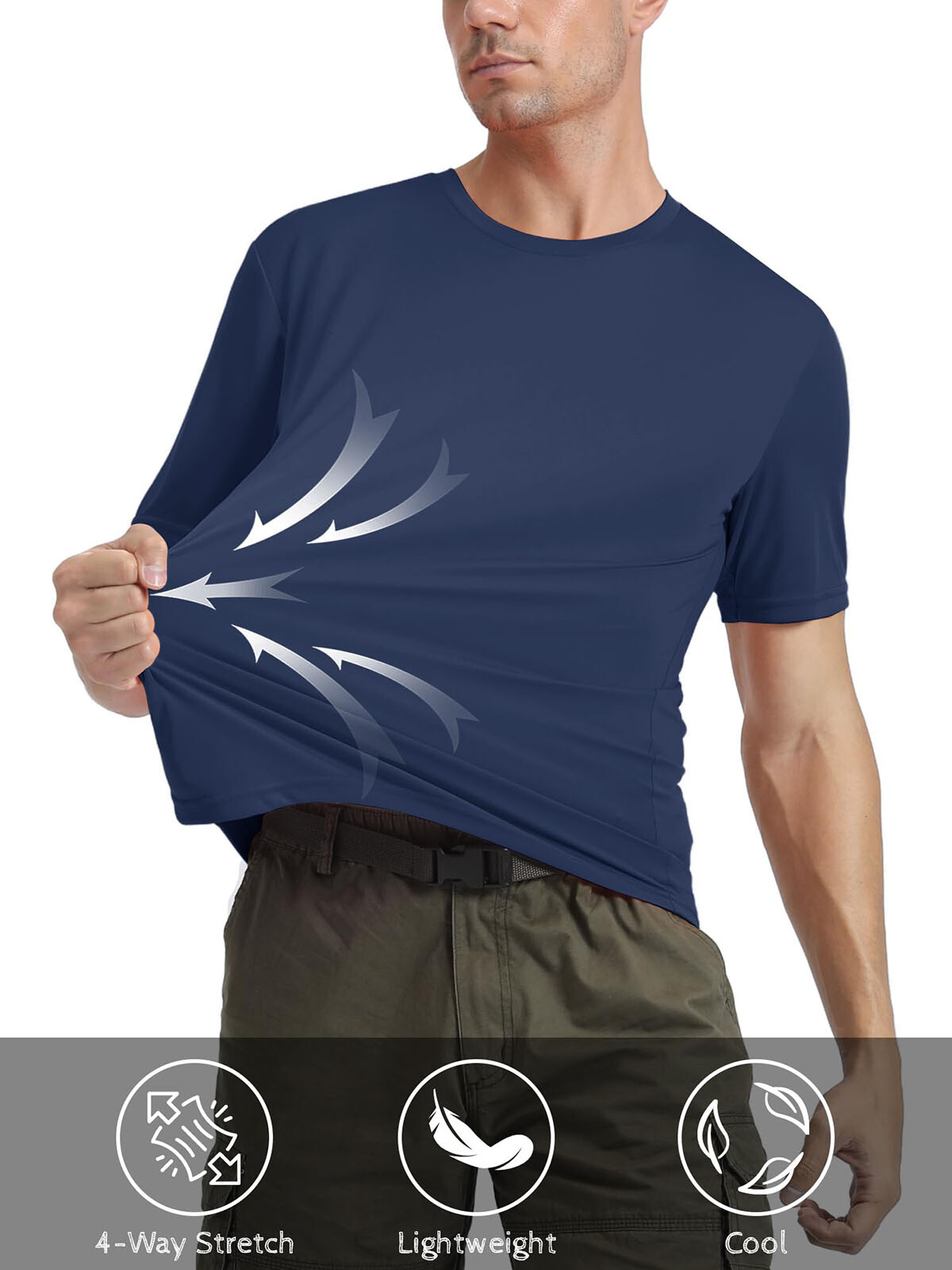 Men’s UPF 50+ Short Sleeve T-Shirt Summer Quick Dry Athletic Sports Running Tops
