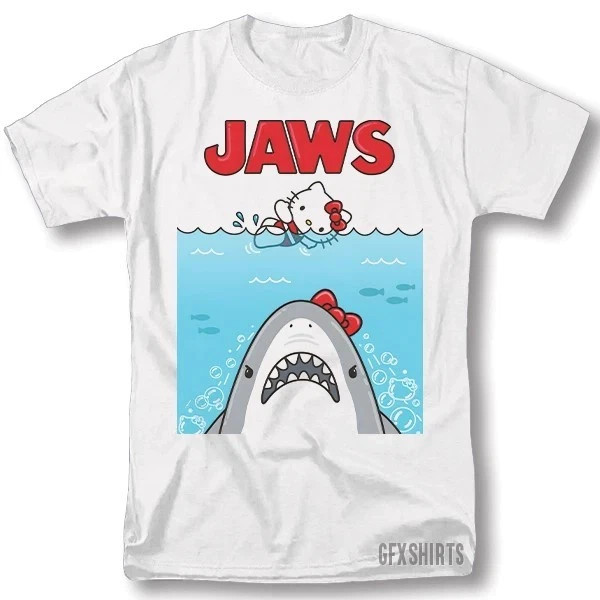 Vintage Graphic Hello Kitty JAWS Shark Classic Movie S-4XL