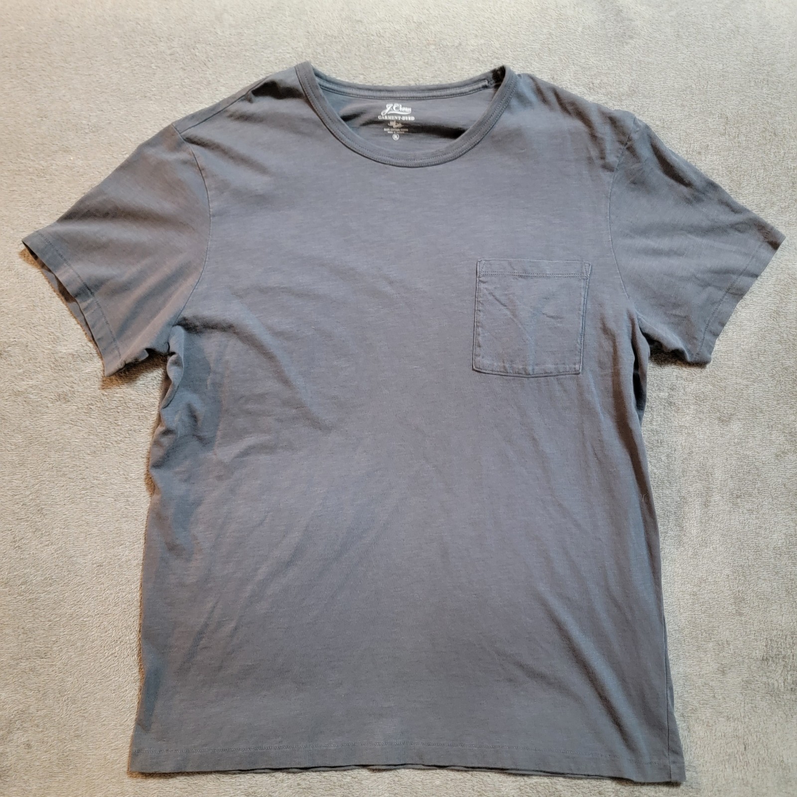 J.Crew Mens Gray Garment Dyed Slub Cotton Crew Neck Pocket Tee T-Shirt SZ XL