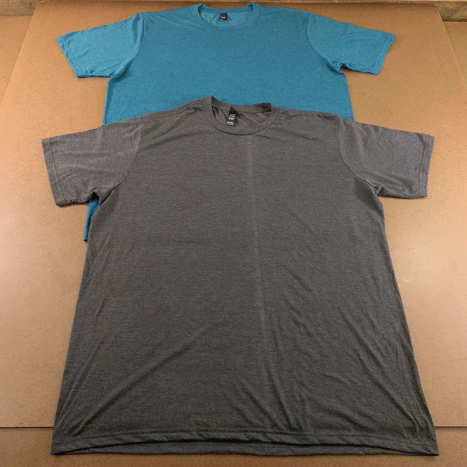 District Perfect Tri Mens 2XL Teal Gray Short Sleeve Crew Neck Tee 2 Pack New