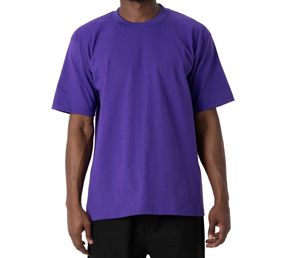 Pro Club Men’s Heavyweight Plain Cotton Short Sleeve Crew Neck T-Shirt Big Tall