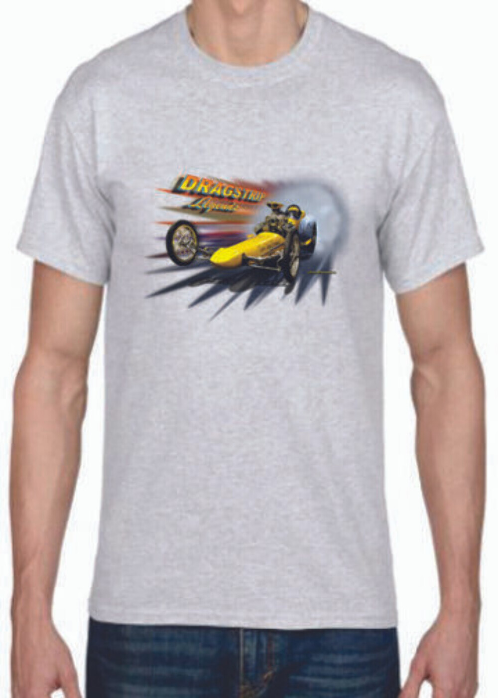 Adult DryBlend® T-Shirt – (YELLOW DRAGSTER LEGENDS – HOT ROD)