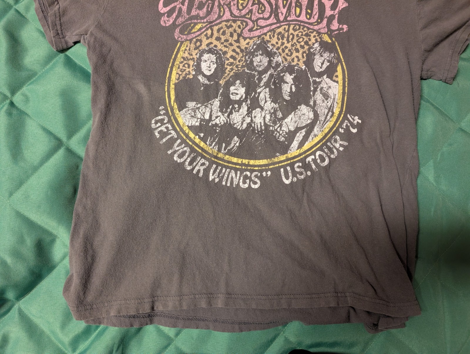 Men’s Aerosmith Get Your Wings Tour 1974 Grey T Shirt Size Xl