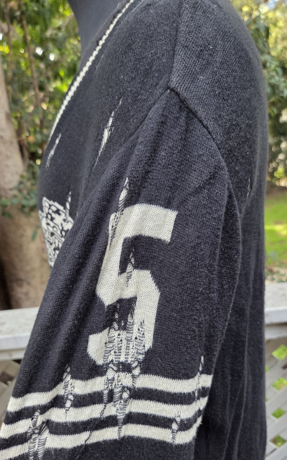 Mihara Yasuhiro 11SS Damage Processing Tiger Knit Cardigan Sz M L G2U