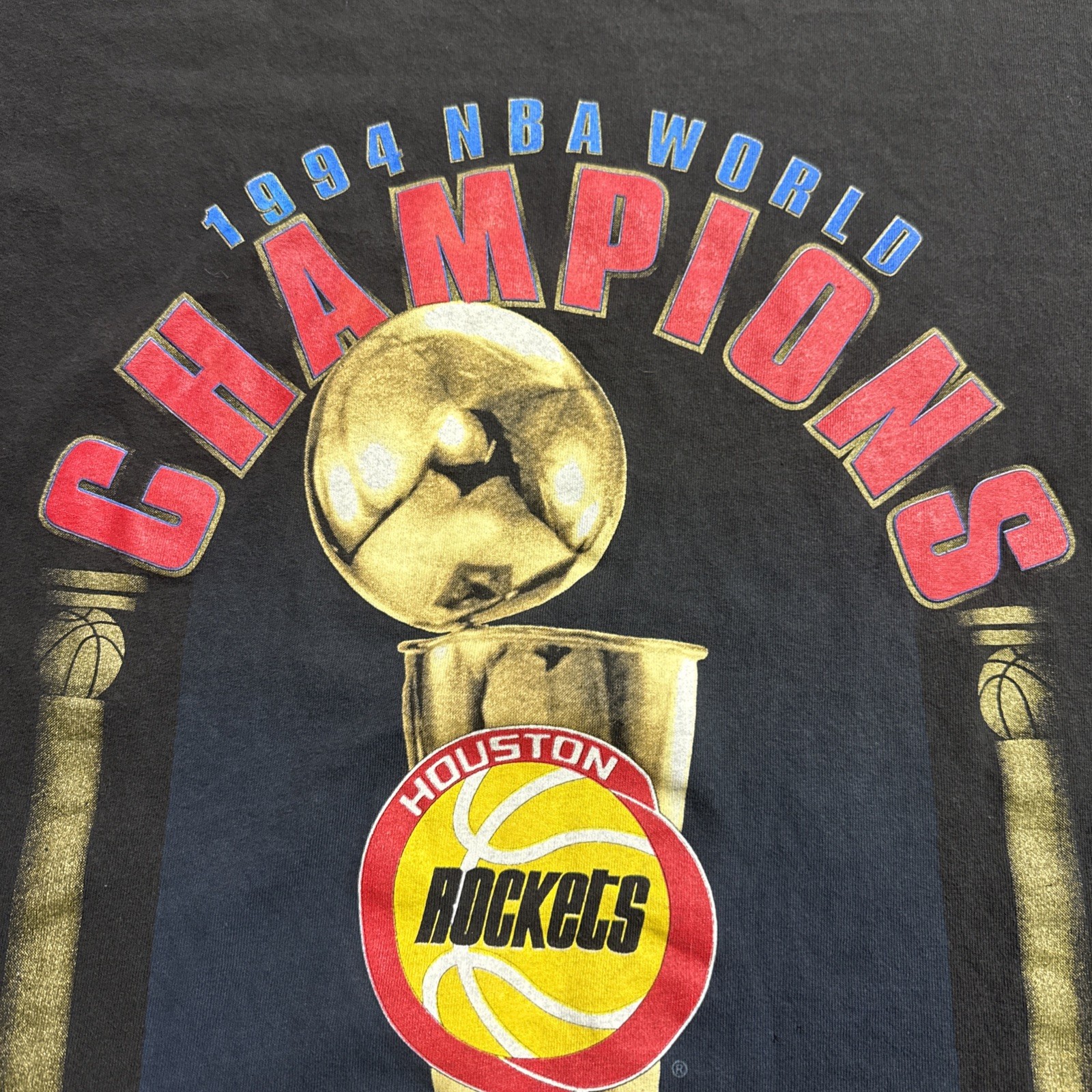 Vintage Houston Rockets Shirt Mens Large Black 90 NBA Finals 1994 Basketball
