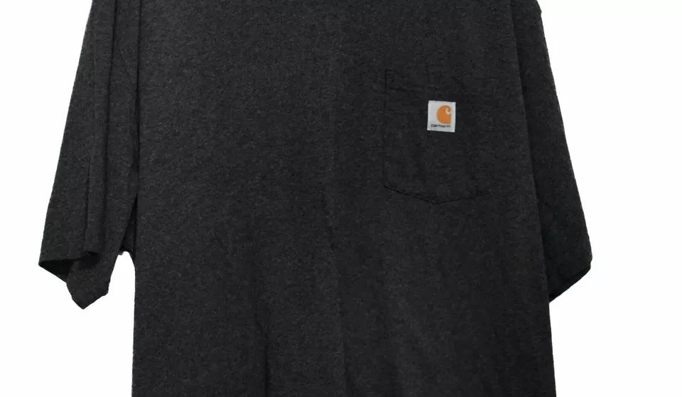 Carhartt Mens Black T-Shirt Solid Cotton Short Sleeve Round Neck Pocket Size XL